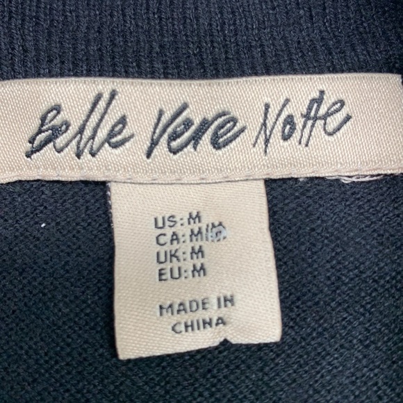 Belle Vere Notte Long Sleeve Bejeweled Crew Neck Wool Blend Dress Black Medium - Picture 3 of 12